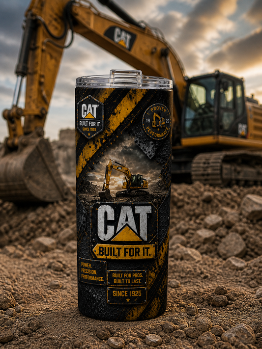 CAT Tumbler 20oz – Insulated Stainless Steel Cup with Lid & Straw | Built For It