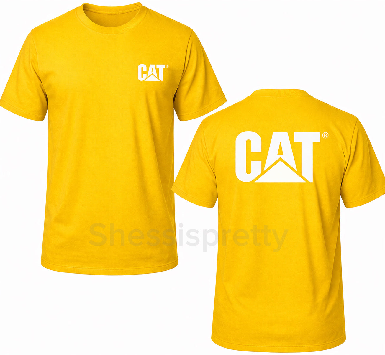 CAT Heavy Duty Workwear T-Shirt Men Durable Cotton Bold Streetwear Graphic Tee