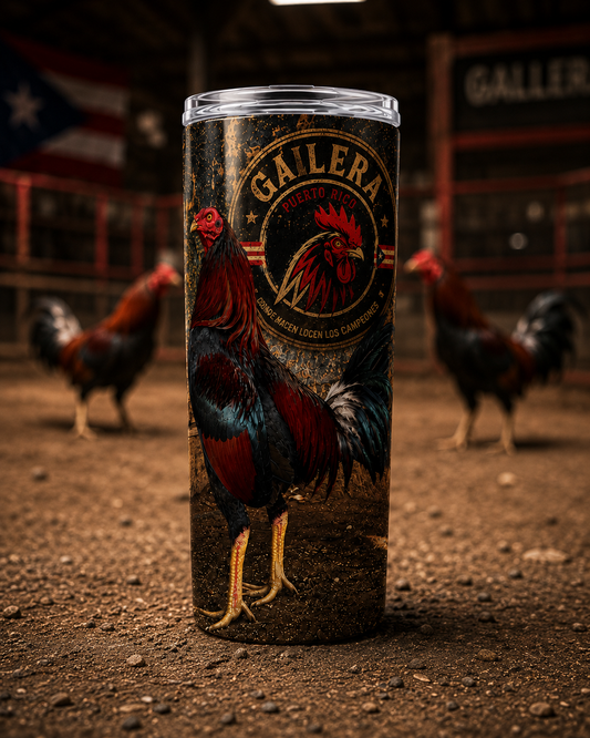 Gallera Puerto Rico Rooster Tumbler 20oz – Premium Stainless Steel Insulated Cup