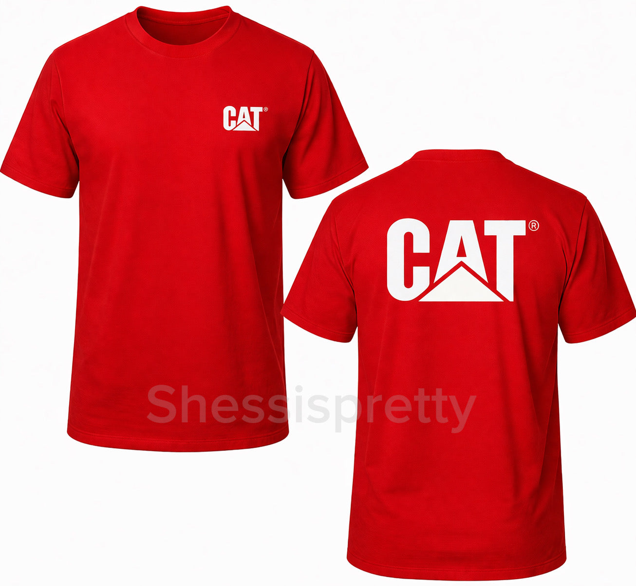 CAT Heavy Duty Workwear T-Shirt Men Durable Cotton Bold Streetwear Graphic Tee