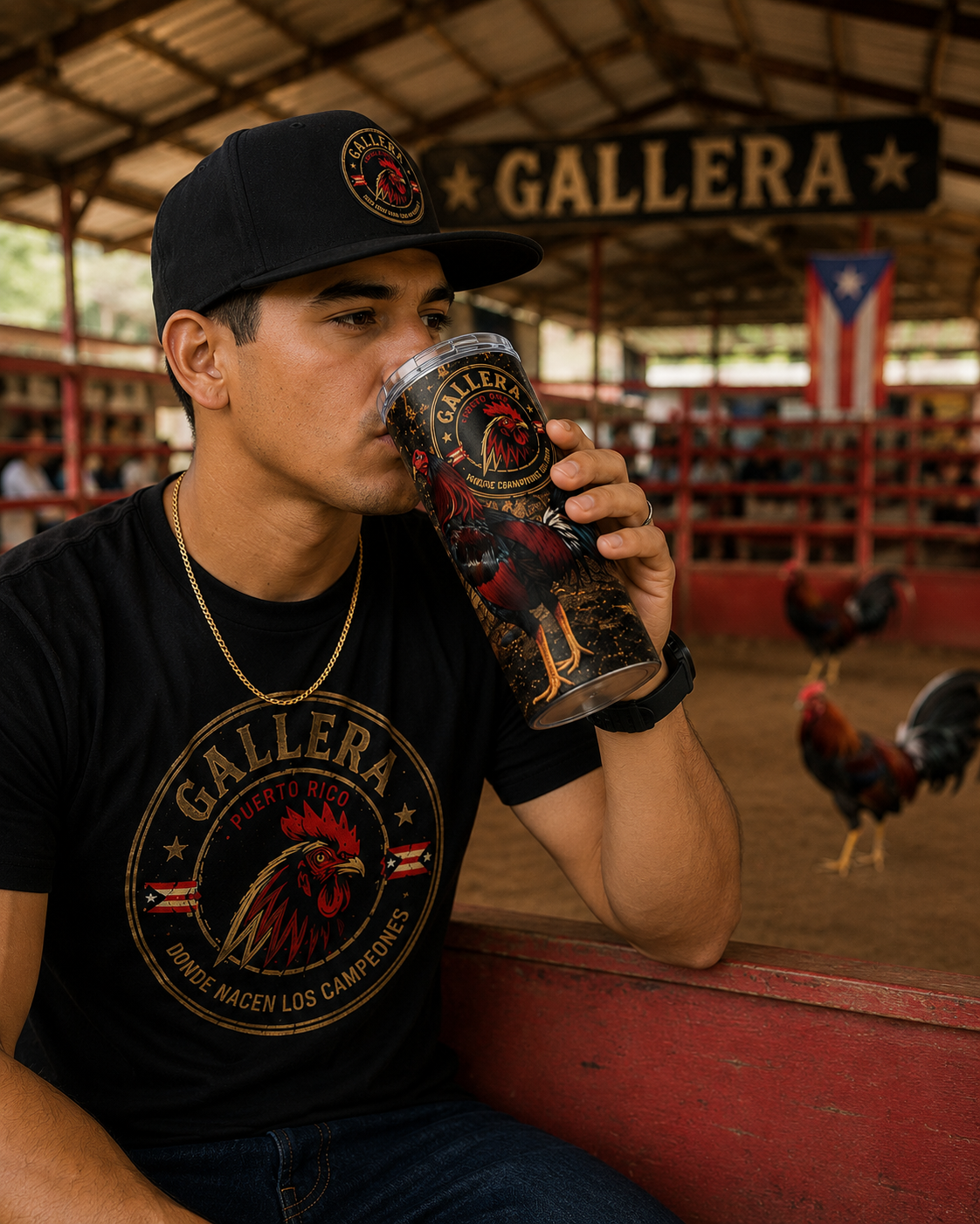 Gallera Puerto Rico Rooster Tumbler 20oz – Premium Stainless Steel Insulated Cup