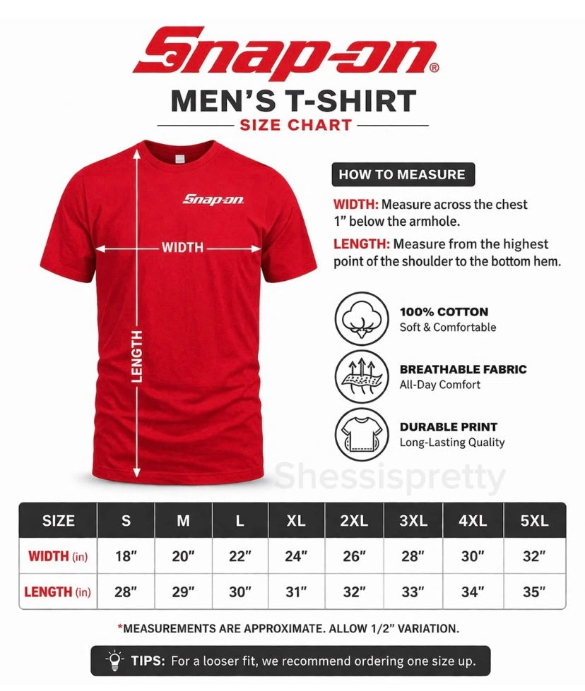 Snap-on T-Shirt Men Cotton Premium Work Shirt Durable Comfortable Mechanic Tee