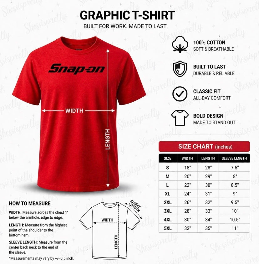 Snap-on tools men's shirt clothing snap-on equipment tools Size S-3XL Work