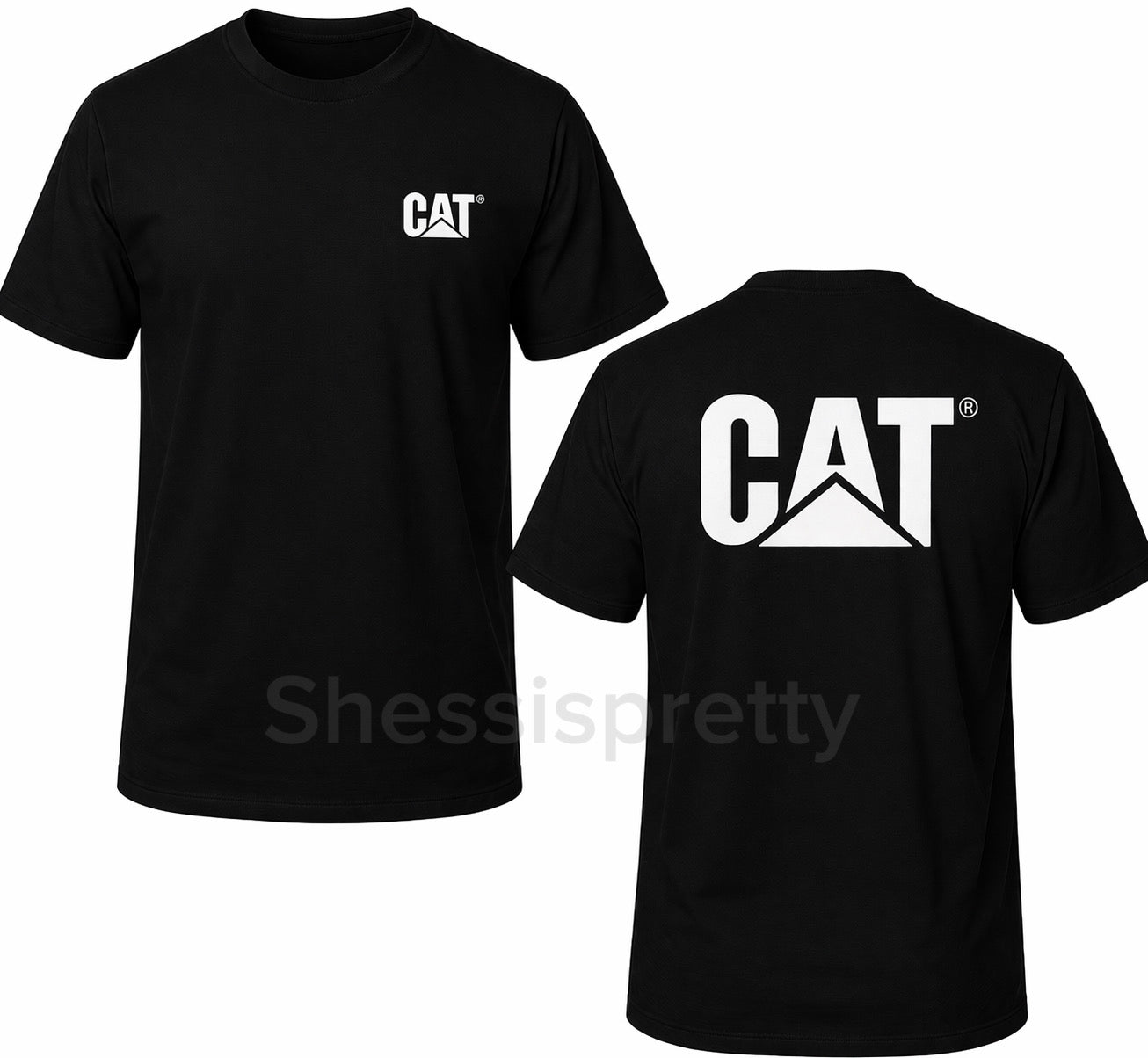 CAT Heavy Duty Workwear T-Shirt Men Durable Cotton Bold Streetwear Graphic Tee