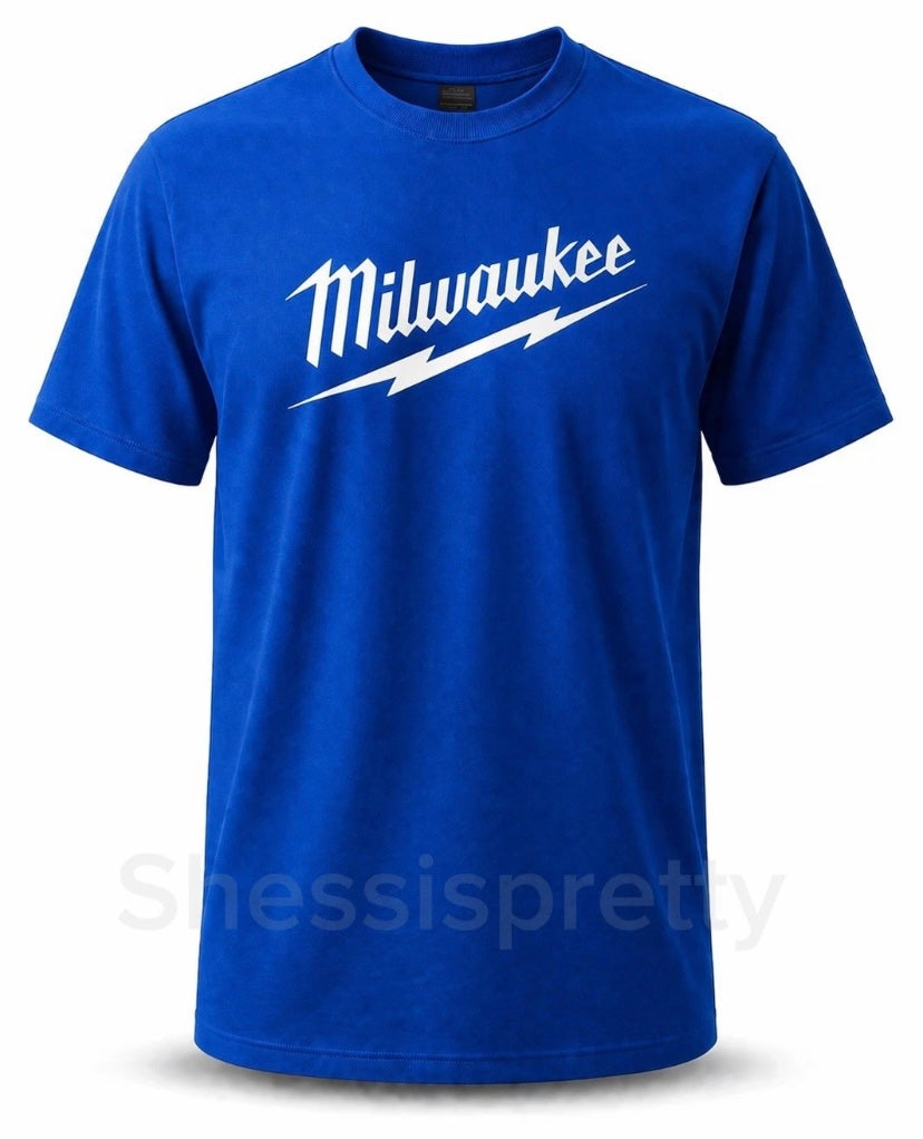 Milwaukee Men's short-sleeved casual shirt, men's clothing drill tools equipment