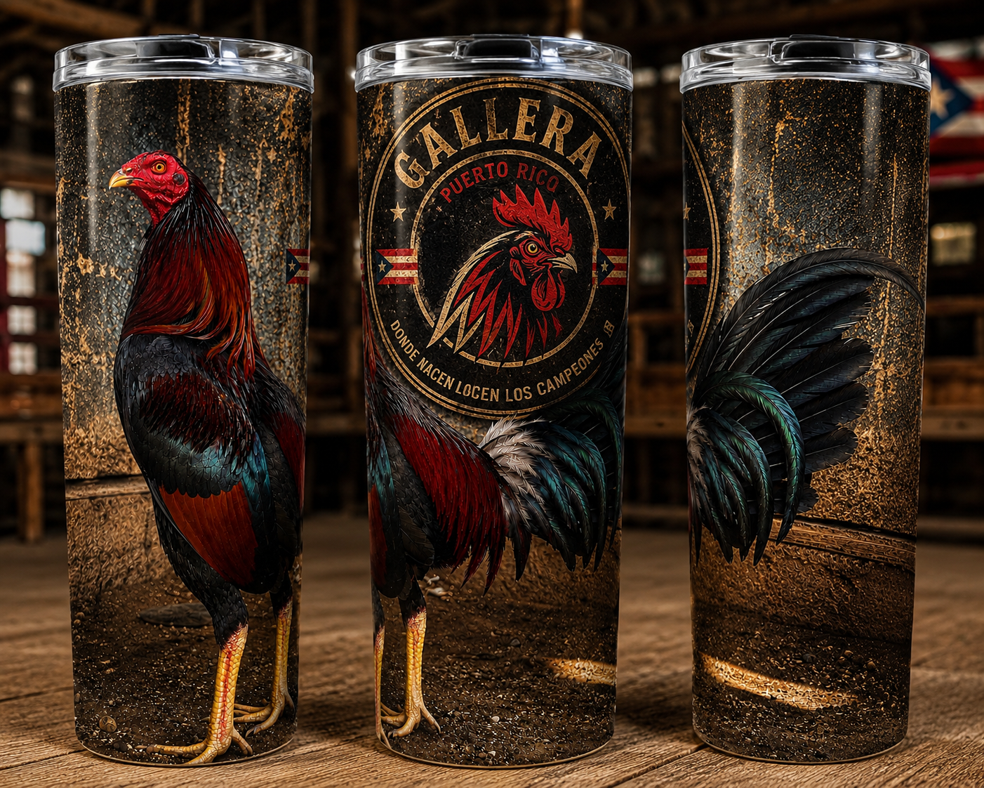 Gallera Puerto Rico Rooster Tumbler 20oz – Premium Stainless Steel Insulated Cup