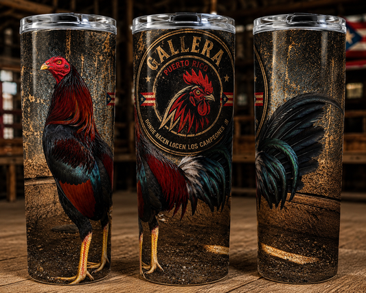 Gallera Puerto Rico Rooster Tumbler 20oz – Premium Stainless Steel Insulated Cup