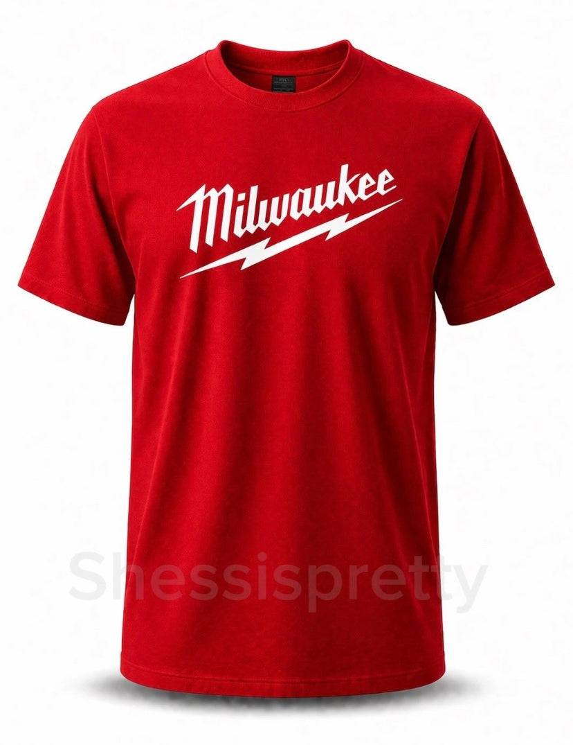 Milwaukee Men's short-sleeved casual shirt, men's clothing drill tools equipment
