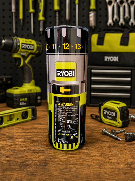 20oz Insulated Tumbler Ryobi Style Cup Stainless Steel Travel Mug w/