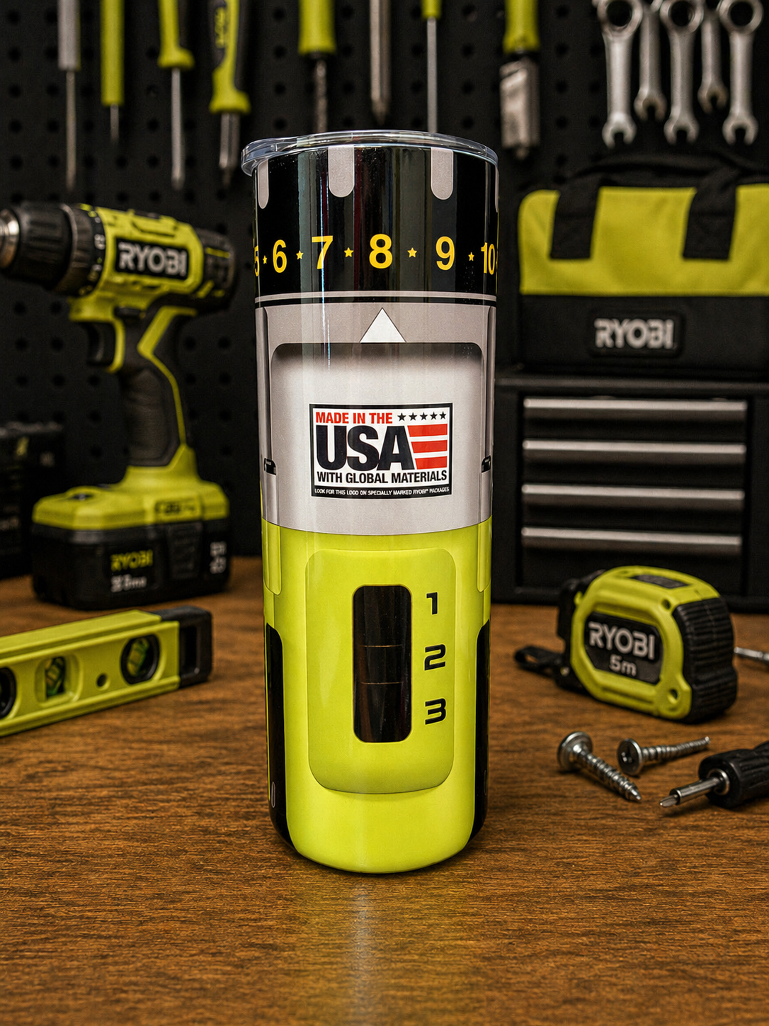 20oz Insulated Tumbler Ryobi Style Cup Stainless Steel Travel Mug w/