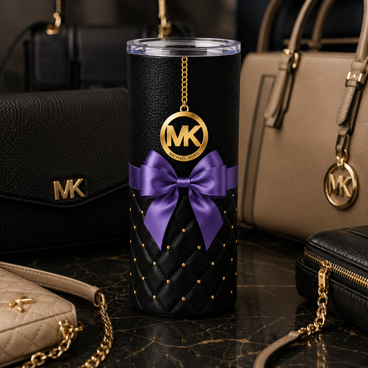 Michael Kors Inspired Purple Bow 20oz Skinny Tumbler with Straw | Stainless Steel Insulated Cup
