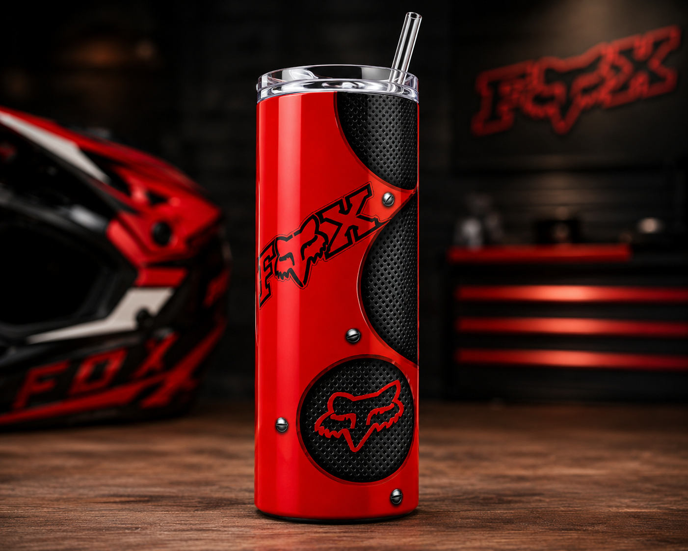 FOX Racing 20oz Stainless Steel Tumbler – Insulated Travel Cup with Lid & Straw