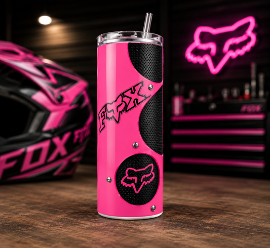 FOX Racing 20oz Stainless Steel Tumbler – Insulated Travel Cup with Lid & Straw